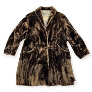 Ramsey Jacket Women's Medium‎ Brown Luxurious Faux Fur Coat Vintage